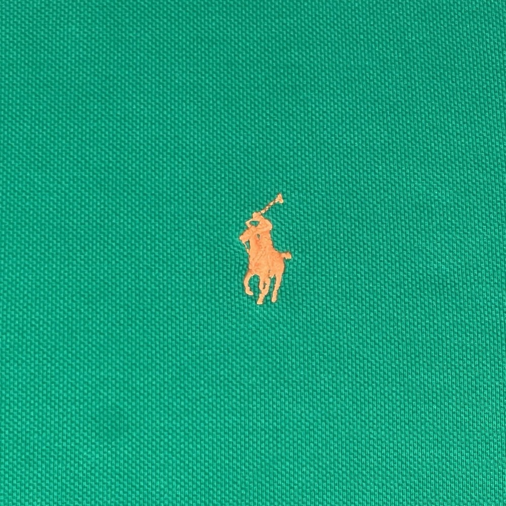 Polo Ralph Lauren Men's 2XB Green Shirt‎ Cotton Short Sleeves Orange Pony Preppy - Picture 5 of 10